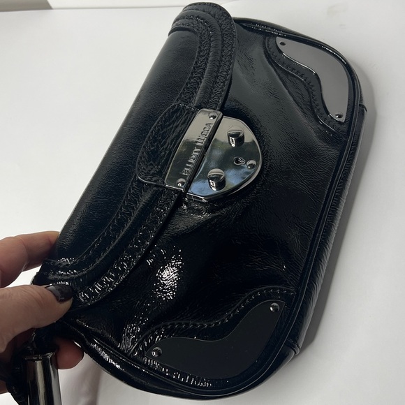 Elliott Lucca Patent Leather Blackened Metal Hardware Wristlet Clutch Bag - New - Picture 8 of 9